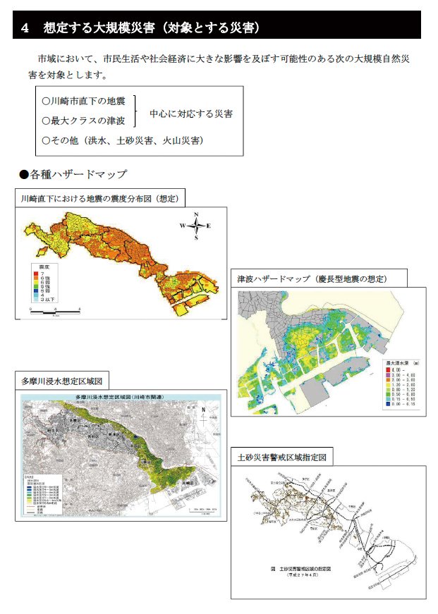 想定する大規模災害