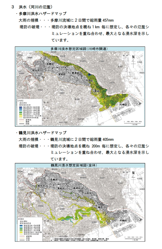 川崎市の洪水（河川の氾濫）